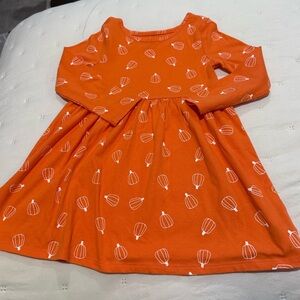 Cat & Jack Fall Orange Girl’s Dress Pumpkin Motif Size 4T and Maroon Tee 4T